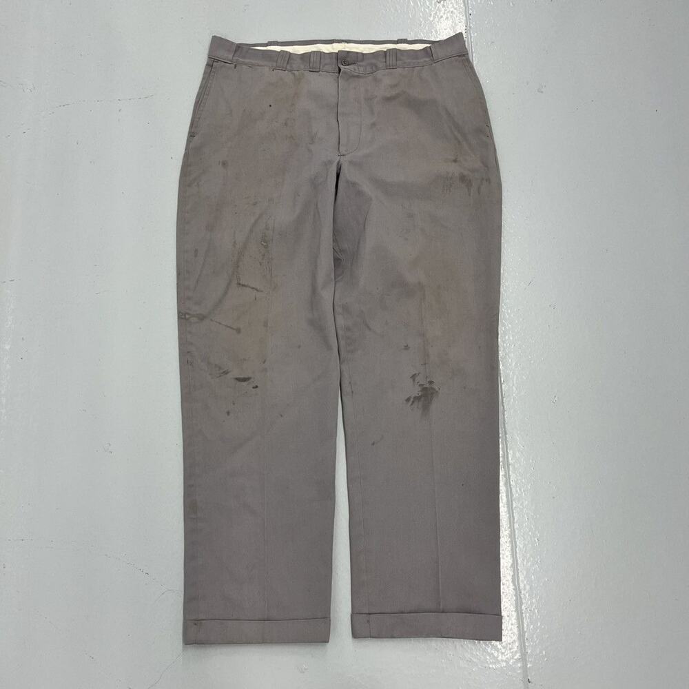 Vintage 60s Red Camel Grey Paint Workwear Chinos 38x30